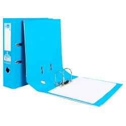 CLASSEUR LEVIER LIDERPAPEL A4 DOCUMENTA CARTON REMBORDÉ 1,9MM DOS 75MM RADO MÉTALLIQUE COLORIS BLEU CIEL