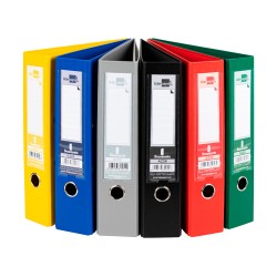 CLASSEUR LEVIER LIDERPAPEL A4 DOCUMENTA CARTON REMBORDÉ 1,9MM DOS 75MM RADO MÉTALLIQUE COLORIS ASSORTIS CLASSIQUES