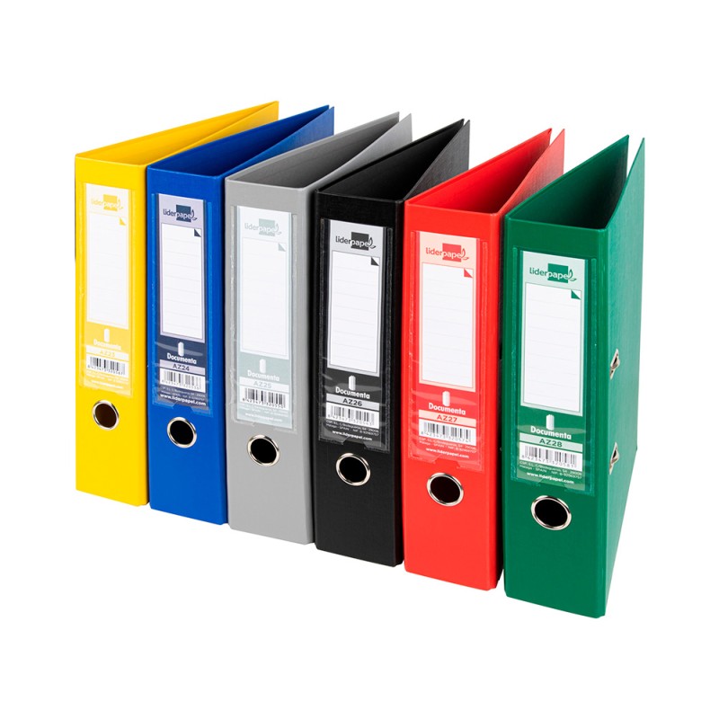 CLASSEUR LEVIER LIDERPAPEL A4 DOCUMENTA CARTON REMBORDÉ 1,9MM DOS 75MM RADO MÉTALLIQUE COLORIS ASSORTIS CLASSIQUES