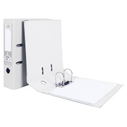 CLASSEUR LEVIER LIDERPAPEL A4 DOCUMENTA CARTON REMBORDÉ PVC 1,9MM DOS 75MM RADO MÉTALLIQUE COLORIS BLANC