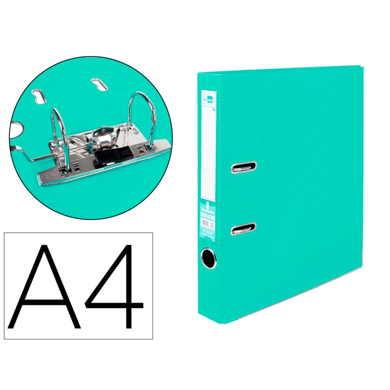 CLASSEUR LEVIER LIDERPAPEL A4 DOCUMENTA CARTON REMBORDÉ 1,9MM DOS 52MM RADO MÉTALLIQUE COLORIS VERT CLAIR