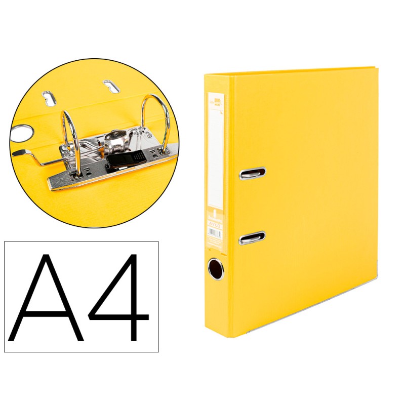 CLASSEUR LEVIER LIDERPAPEL A4 DOCUMENTA CARTON REMBORDÉ 1,9MM DOS 52MM RADO MÉTALLIQUE COLORIS JAUNE