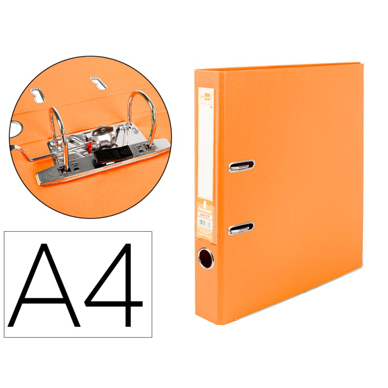 CLASSEUR LEVIER LIDERPAPEL A4 DOCUMENTA CARTON REMBORDÉ 1,9MM DOS 52MM RADO MÉTALLIQUE COLORIS ORANGE