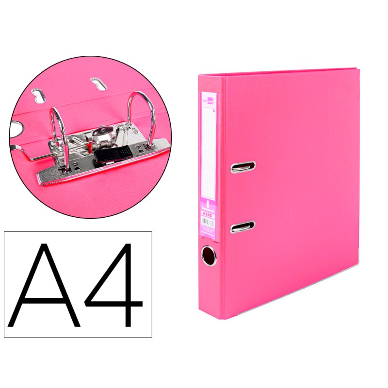 CLASSEUR LEVIER LIDERPAPEL A4 DOCUMENTA CARTON REMBORDÉ 1,9MM DOS 52MM RADO MÉTALLIQUE COLORIS ROSE