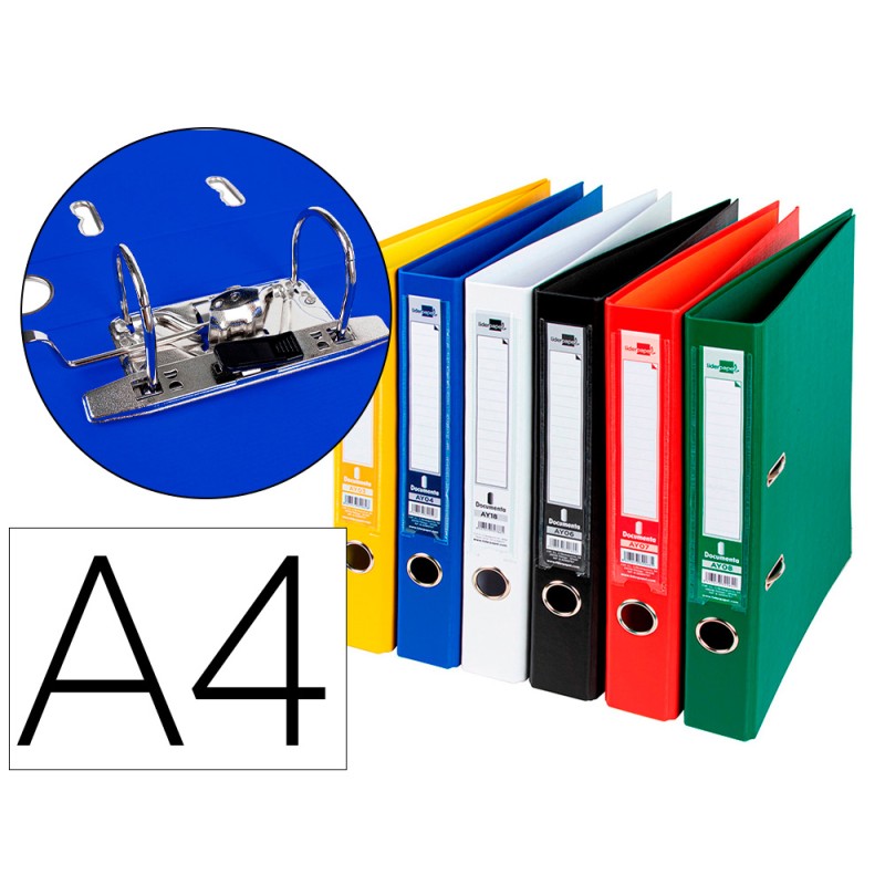 CLASSEUR LEVIER LIDERPAPEL A4 DOCUMENTA CARTON REMBORDÉ 1,9MM DOS 52MM RADO MÉTALLIQUE COLORIS ASSORTIS CLASSIQUES