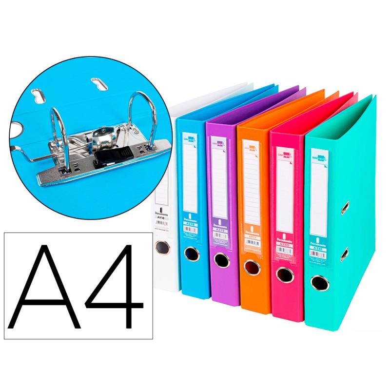 CLASSEUR LEVIER LIDERPAPEL A4 DOCUMENTA CARTON REMBORDÉ 1,9MM DOS 52MM RADO MÉTALLIQUE COLORIS ASSORTIS TRENDING
