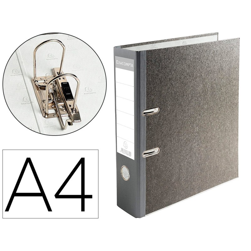 CLASSEUR LEVIER EXACOMPTA CARTON RECOUVERT PAPIER MARBRÉ A4 32X29CM DOS GRIS 8CM COLORIS GRIS