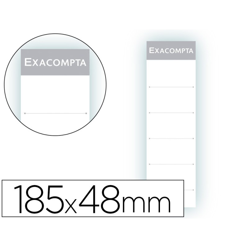 ÉTIQUETTE EXACOMPTA CLASSEURS LEVIER À PORTE-ÉTIQUETTE RECTO/VERSO DOS 70MM 185X48MM COLORIS BLANC POCHETTE 10 UNITÉS