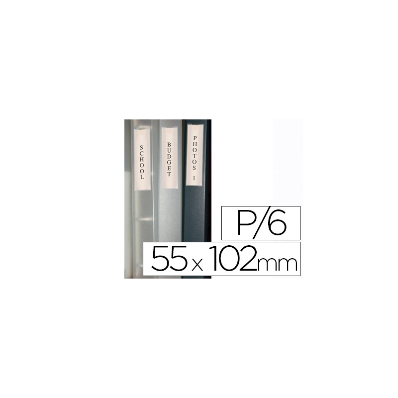 PORTE-ÉTIQUETTE Q-CONNECT ADHÉSIF DOS CLASSEUR 55X102MM ÉTIQUETTE COMPRISE PACK 6 UNITÉS