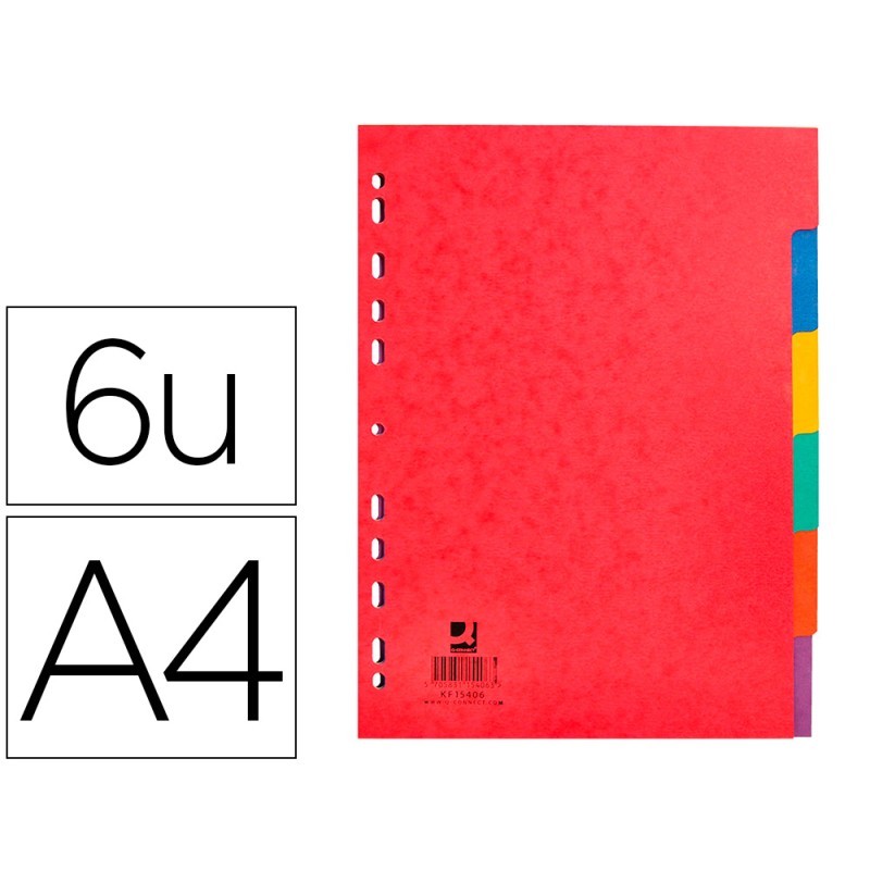 INTERCALAIRE Q-CONNECT CARTE LUSTRÉE 225G 6 POSITIONS A4 210X297MM