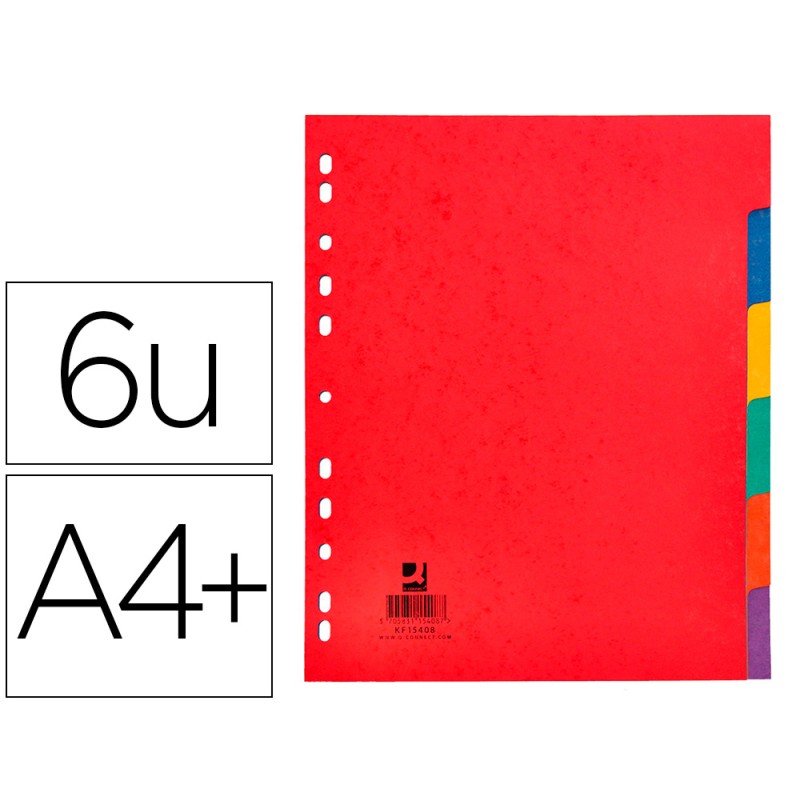 INTERCALAIRE Q-CONNECT CARTE LUSTRÉE 225G 6 POSITIONS A4+ 212X310MM