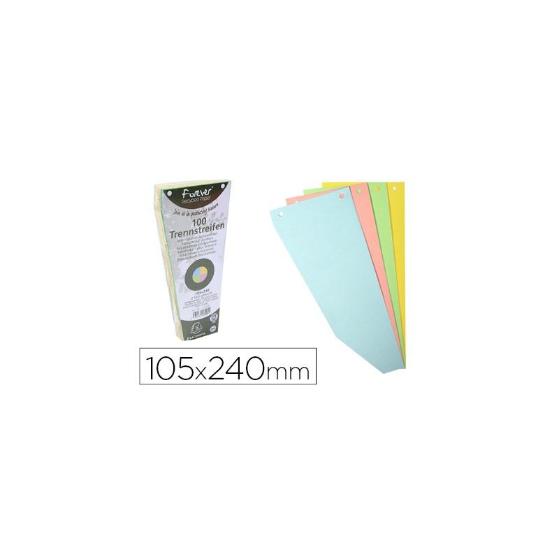 FICHE INTERCALAIRE EXACOMPTA FOREVER TRAPÉZOÏDALE UNIE PERFORÉE 105X240MM PAQUET 100 UNITÉS