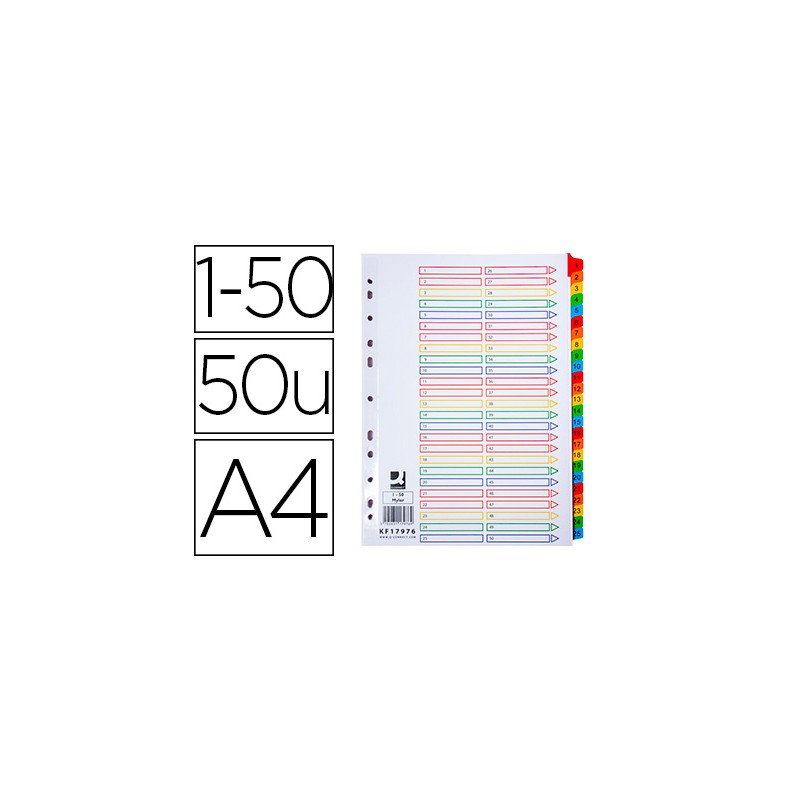 INTERCALAIRE Q-CONNECT NUMÉRIQUE PLASTIQUE 25 POSITIONS A4 210X297MM COUVERTURE AVEC INDICE MULTIPERFORÉ