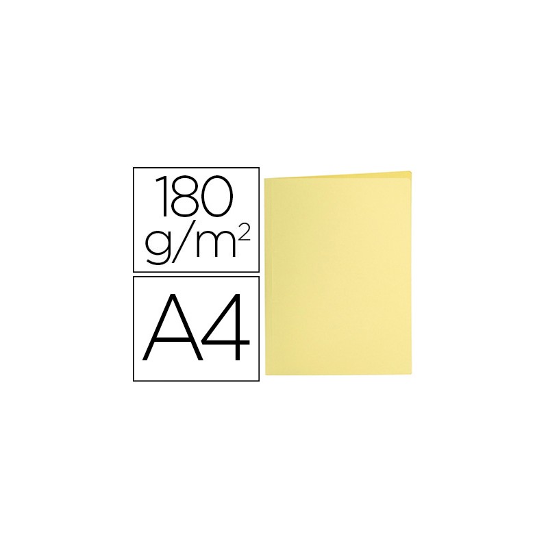 SOUS-CHEMISE LIDERPAPEL PAPIER CARTONNE 180G/M2 310X230MM DOCUMENT A4 COLORIS JAUNE PASTEL