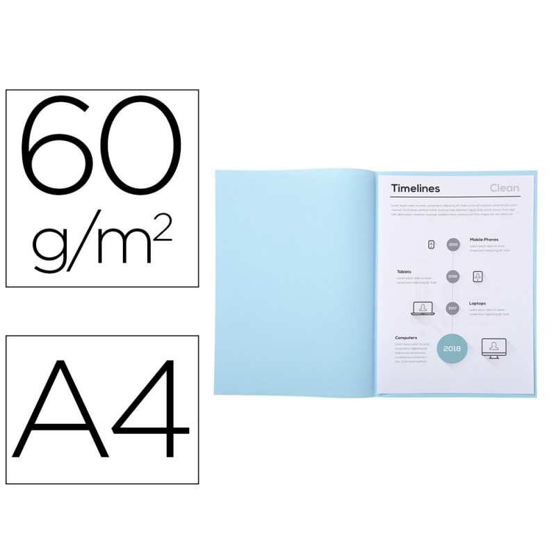 SOUS-CHEMISE EXACOMPTA SUPER 220X310MM 60G COLORIS BLEU CLAIR PACK 250 UNITÉS
