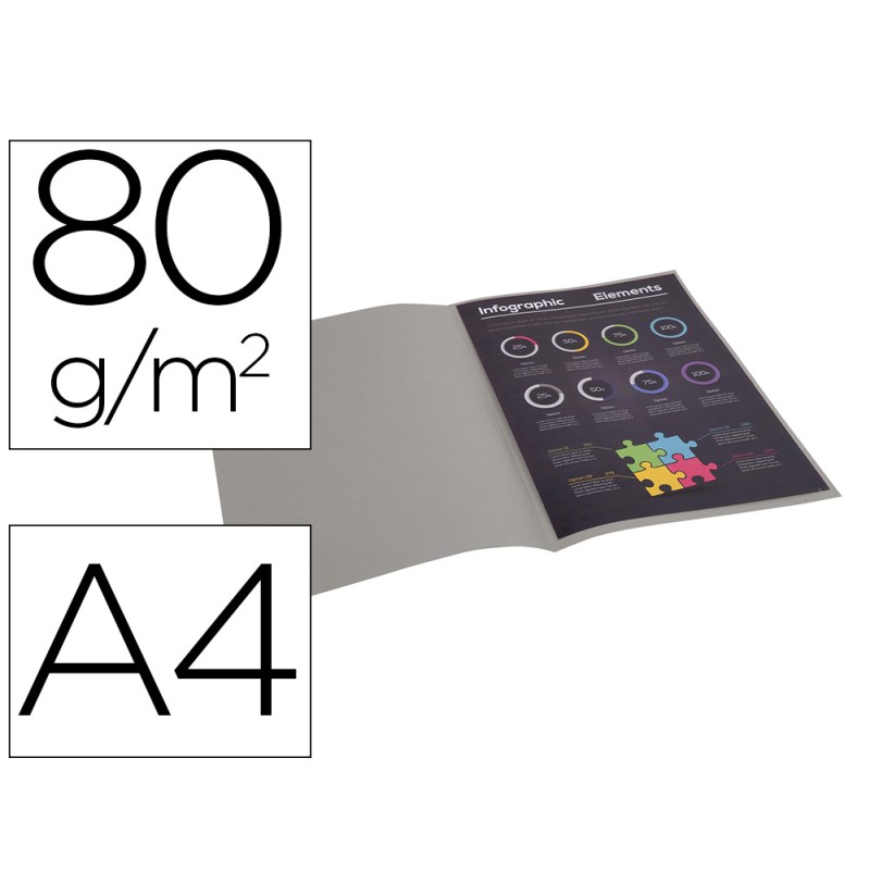 SOUS-CHEMISE EXACOMPTA ROCK'S 220X310MM 80G COLORIS GRIS PACK 100 UNITÉS