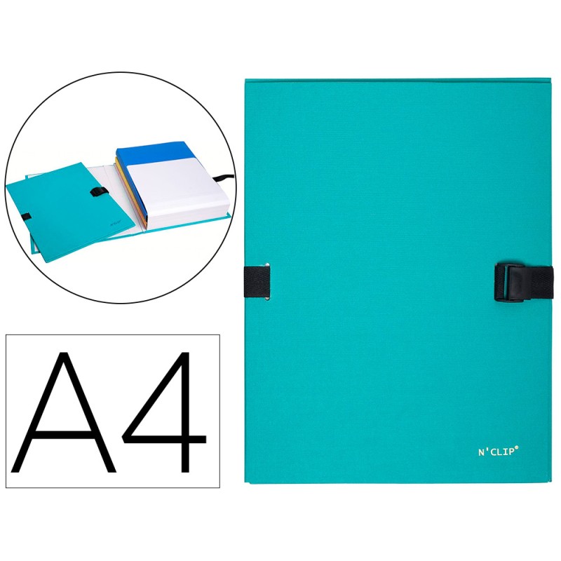 CHEMISE EXACOMPTA N'CLIP RABAT EN PIED CARTON RECOUVERT 10/10E A4 DOS EXTENSIBLE 13CM CLIP SANGLE COLORIS VERT