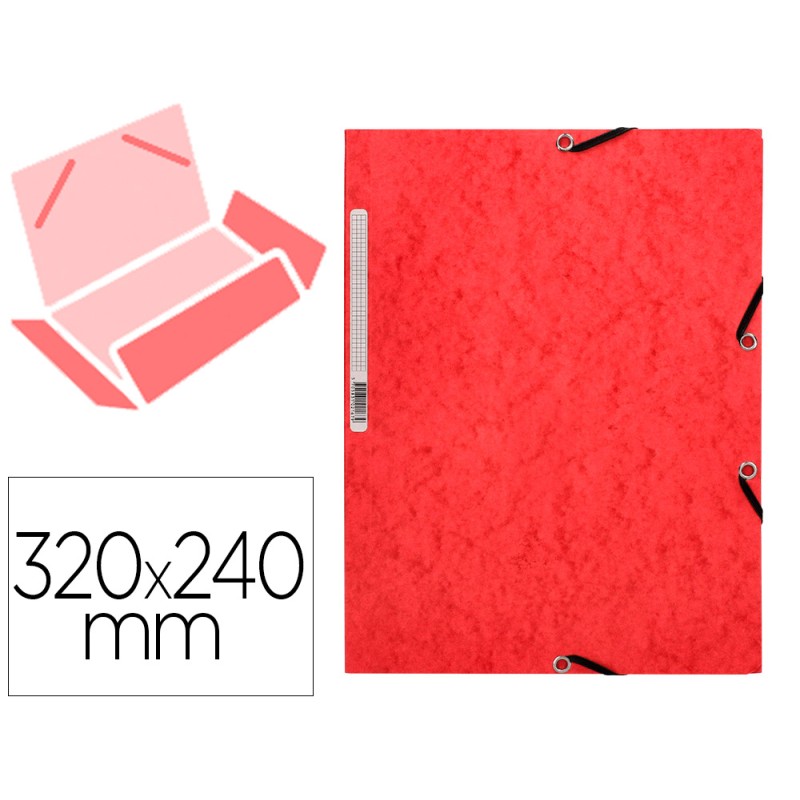 CHEMISE Q-CONNECT CARTE LUSTRÉE 375G POUR DOCUMENTS A4 320X243MM 3 RABATS COLORIS ROUGE