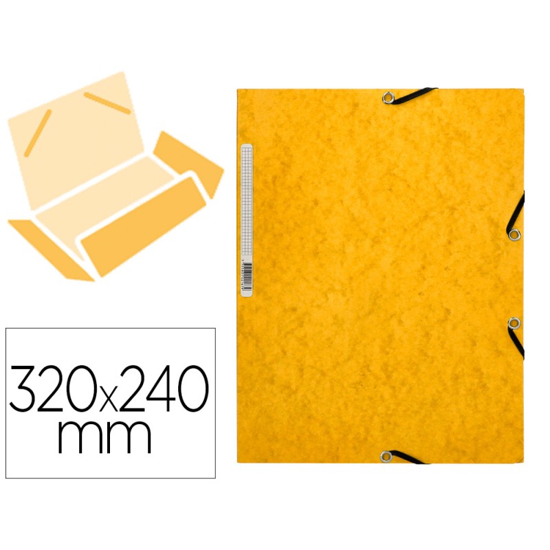 CHEMISE Q-CONNECT CARTE LUSTRÉE 375G POUR DOCUMENTS A4 320X243MM 3 RABATS COLORIS JAUNE