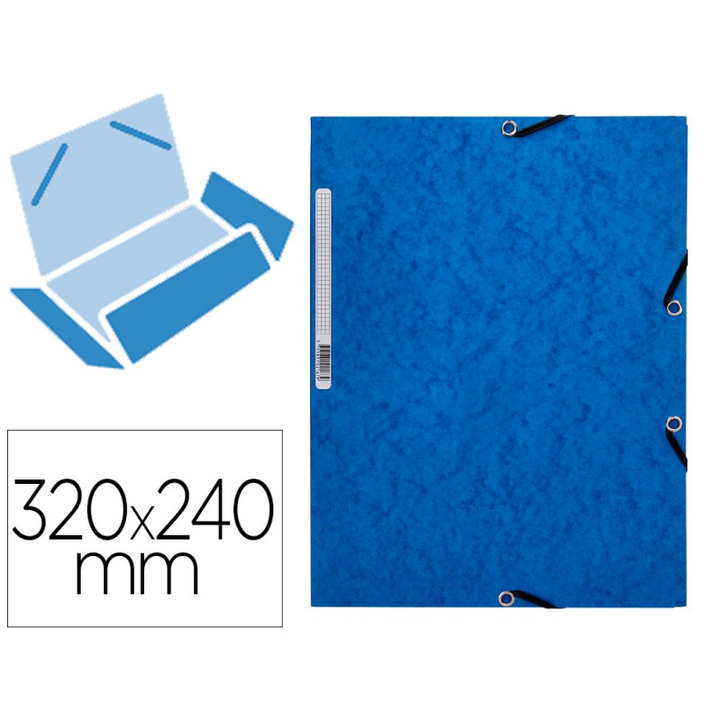 CHEMISE Q-CONNECT CARTE LUSTRÉE 375G POUR DOCUMENTS A4 320X243MM 3 RABATS COLORIS BLEU