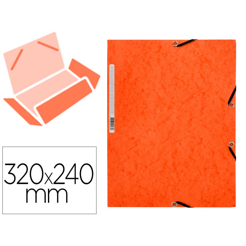 CHEMISE Q-CONNECT CARTE LUSTRÉE 375G POUR DOCUMENTS A4 320X243MM 3 RABATS COLORIS ORANGE