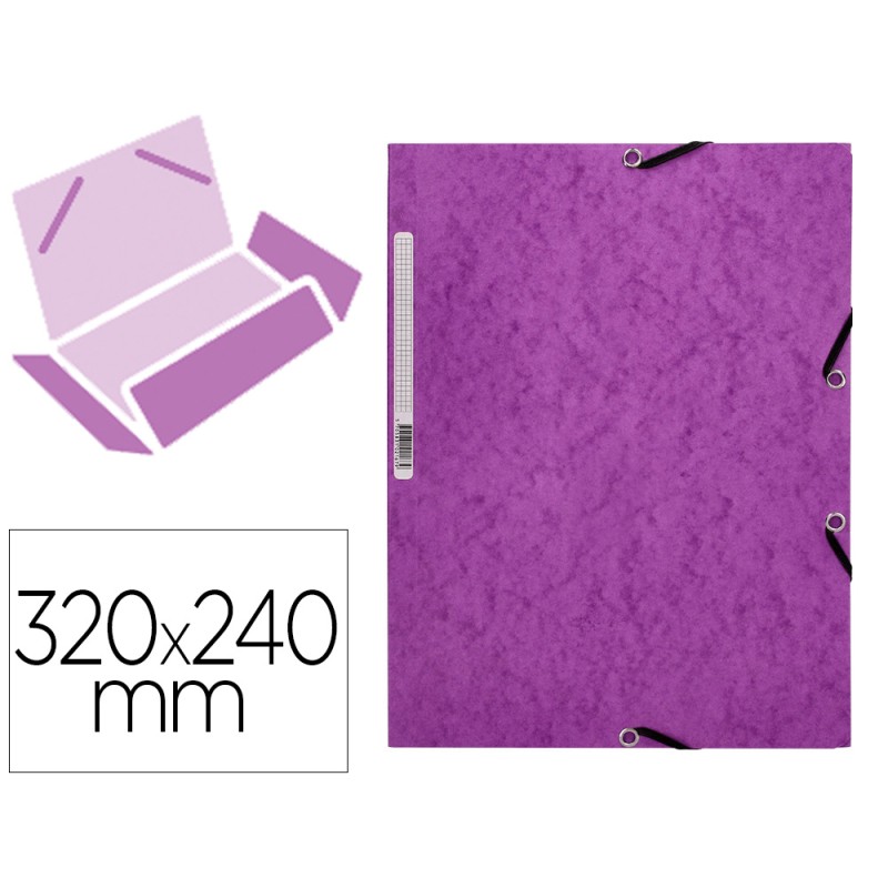 CHEMISE Q-CONNECT CARTE LUSTRÉE 375G POUR DOCUMENTS A4 320X243MM 3 RABATS COLORIS VIOLET
