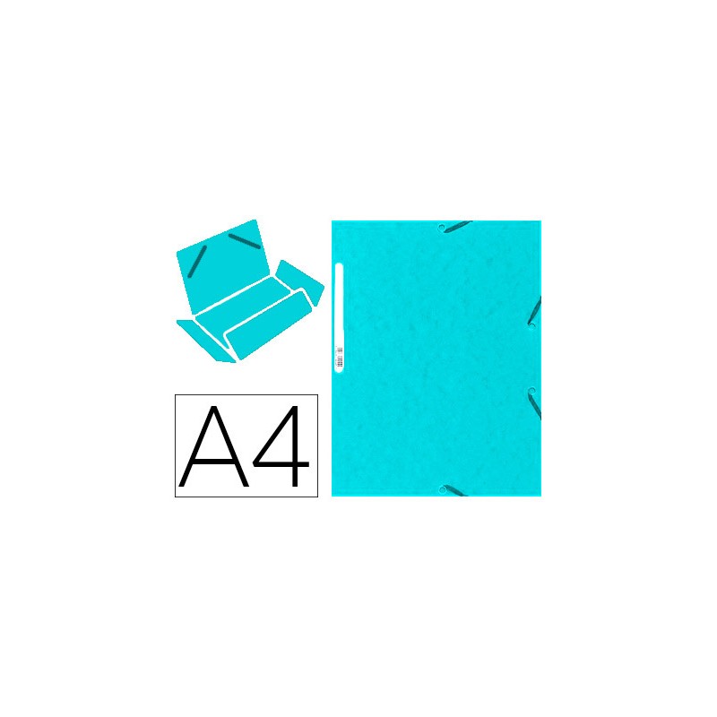 CHEMISE EXACOMPTA CARTE LUSTRÉE 5/10E 400G 3 RABATS ET ÉLASTIQUE A4 FORMAT 240X320MM COLORIS TURQUOISE