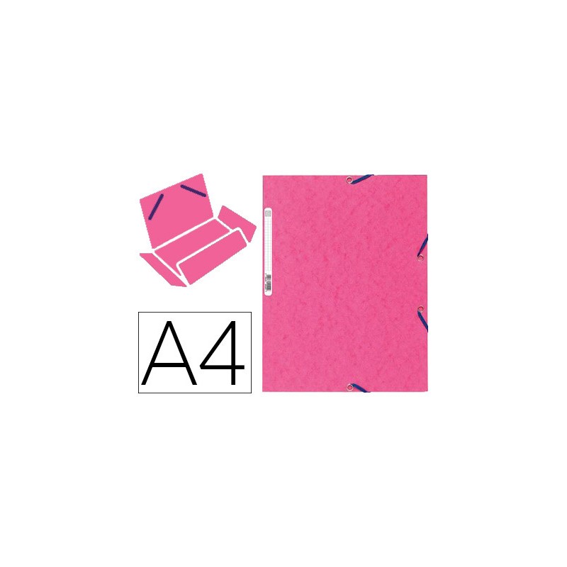 CHEMISE EXACOMPTA CARTE LUSTRÉE 5/10E 400G 3 RABATS ET ÉLASTIQUE A4 FORMAT 240X320MM COLORIS FUSCHIA