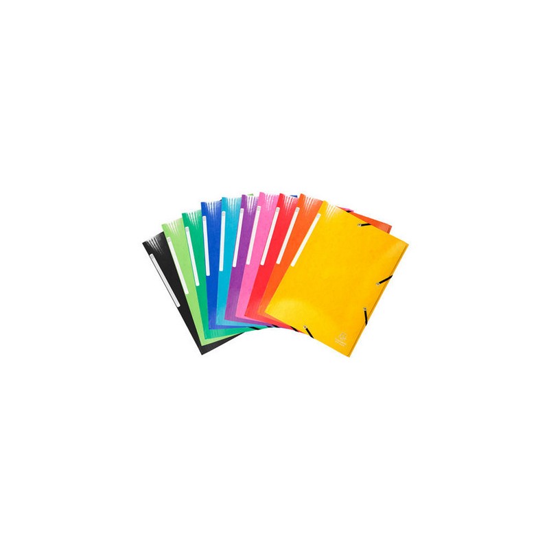 CHEMISE EXACOMPTA IDERAMA CARTE LUSTRÉE PELLICULÉE 425G 3 RABATS ÉLASTIQUE A4+ 240X320MM COLORIS ASSORTIS