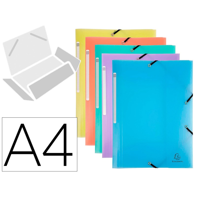 CHEMISE EXACOMPTA A ELASTIQUES 3 RABATS A4 POLYPROPYLENE CHROMALINE PASTEL