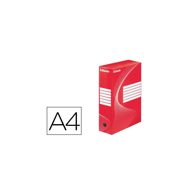 BOÎTE ARCHIVES ESSELTE VIVIDA CARTON ONDULÉ RECYCLABLE A4 2 50X80X352MM PAROIS DOUBLES DOS 80MM LIVRÉ PLAT COLORIS ROUGE
