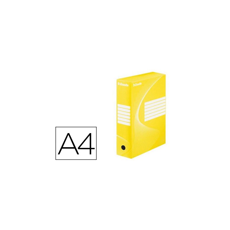 BOÎTE ARCHIVES ESSELTE VIVIDA CARTON ONDULÉ RECYCLABLE A4 2 50X80X352MM PAROIS DOUBLES DOS 80MM LIVRÉ PLAT COLORIS JAUNE