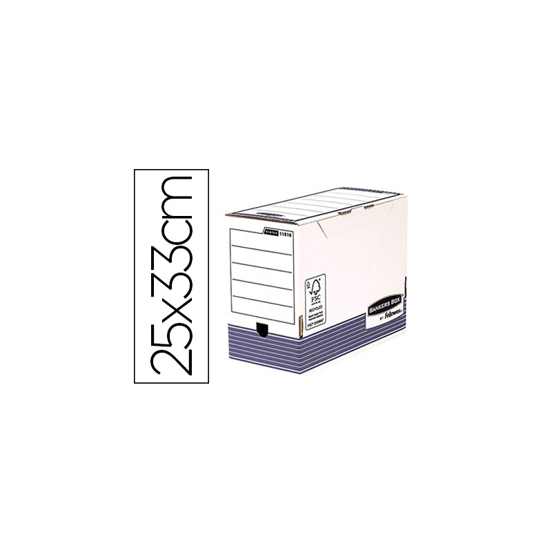BOÎTE ARCHIVES FELLOWES BANKERS BOX CARTON RECYCLÉ 25X33CM DOS 10CM COLORIS GRIS/BLANC LOT 10 UNITÉS