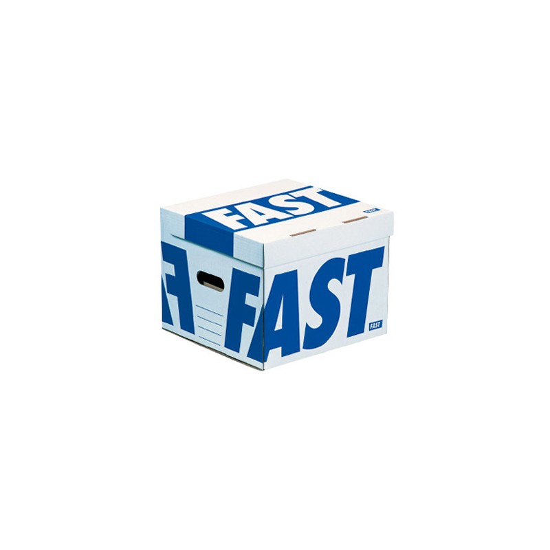 CONTENEUR FAST FLASH CUBE 350X350X280MM CAPACITÉ 4 BOÎTES DOS 80MM POIGNÉES OUVERTURE DESSUS LIVRÉ PLAT BLANC/BLEU