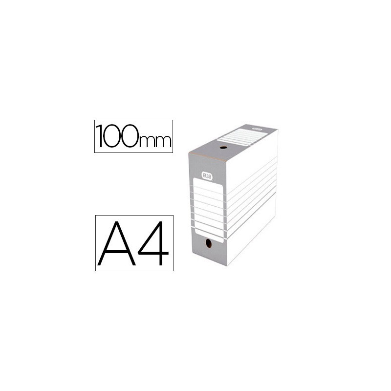 BOÎTE ARCHIVES ELBA CARTON 466X440MM DOS 100MM SYSTÈME MONTAGE AUTOMATIQUE COLORIS GRIS