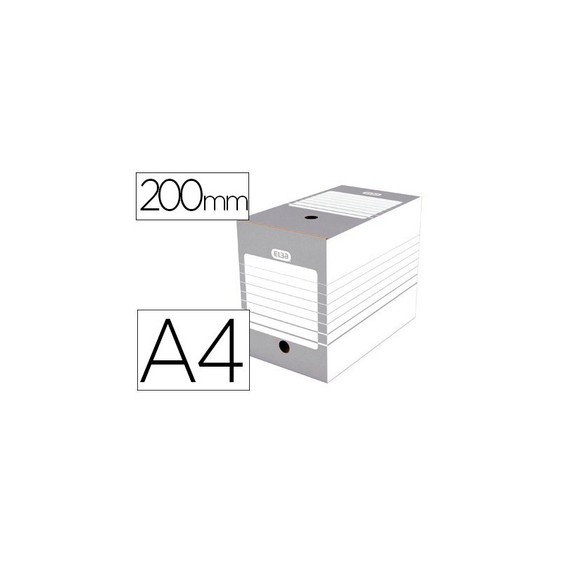 BOÎTE ARCHIVES ELBA CARTON 466X440MM DOS 200MM SYSTÈME MONTAGE AUTOMATIQUE COLORIS GRIS