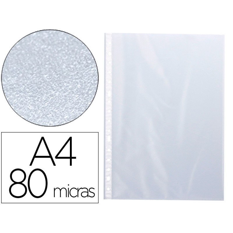 POCHETTE Q-CONNECT POLYPROPYLÈNE GRAINÉ 8/100E PERFORÉE ANTISTATIQUE A4 210X297MM BTE DE 100