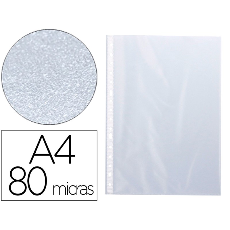 POCHETTE Q-CONNECT POLYPROPYLÈNE LISSE 8/100E PERFORÉE A4 CRISTAL ANTISTATIQUE SACHET 10 UNITÉS