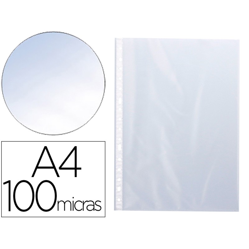POCHETTE Q-CONNECT POLYPROPYLÈNE LISSE 10/100E PERFORÉE CRISTAL 11 TROUS A4 210X297MM SACHET 10U