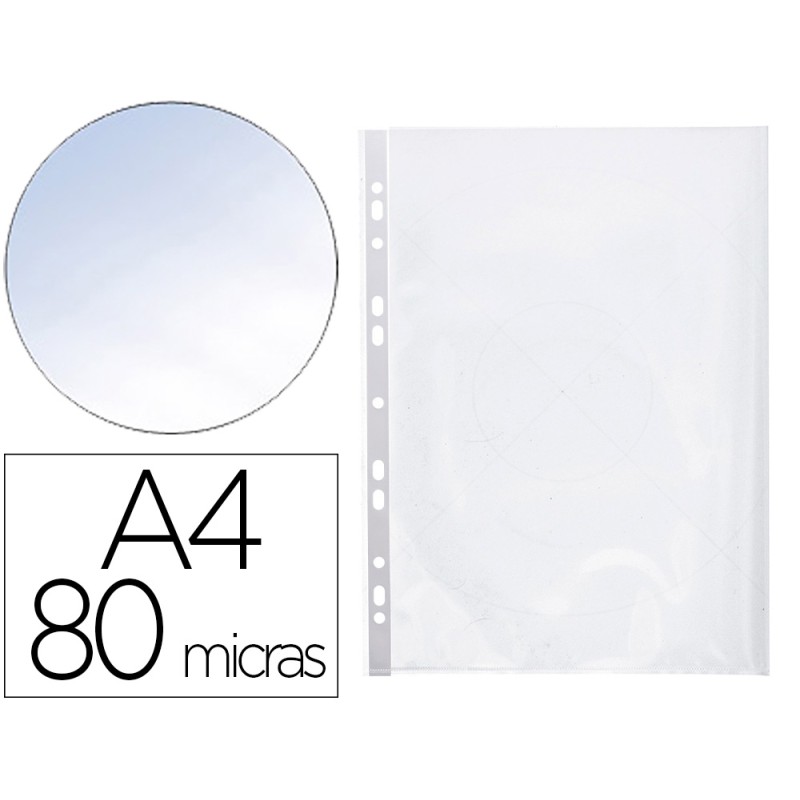 POCHETTE Q-CONNECT POLYPROPYLÈNE 8/100E PERFORÉE OUVERTURE ANGLE ANTISTATIQUE A4 210X297MM SACHET 25 UNITÉS
