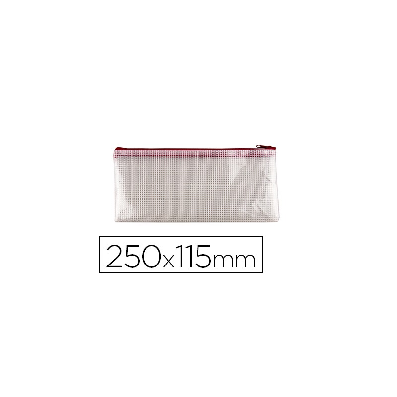 POCHETTE Q-CONNECT PORTE-DOCUMENTS PVC TAILLE CHÈQUE OUVERTURE SUPÉRIEURE AVEC FERMETURE ÉCLAIR COLORIS ROUGE