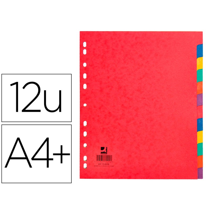 INTERCALAIRE Q-CONNECT CARTE LUSTRÉE 225G 12 POSITIONS A4+ 212X310MM