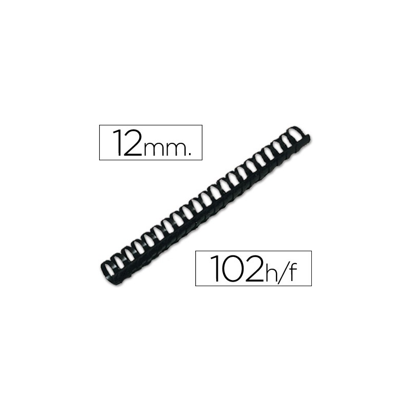 ANNEAU PLASTIQUE À RELIER Q-CONNECT CAPACITÉ 80F 12MM DIAMÈTRE COLORIS NOIR BOÎTE 100 UNITÉS