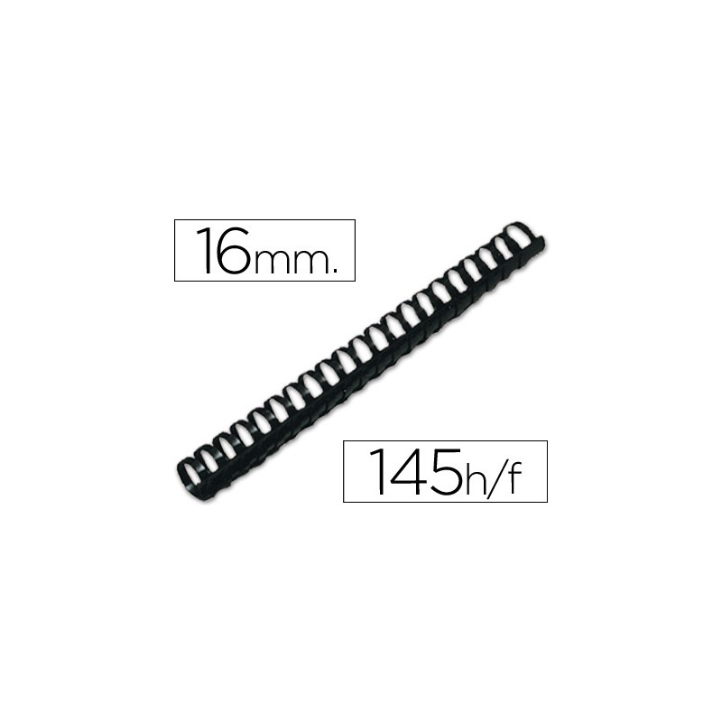 ANNEAU PLASTIQUE À RELIER Q-CONNECT CAPACITÉ 120F 16MM DIAMÈTRE COLORIS NOIR BOÎTE 50 UNITÉS