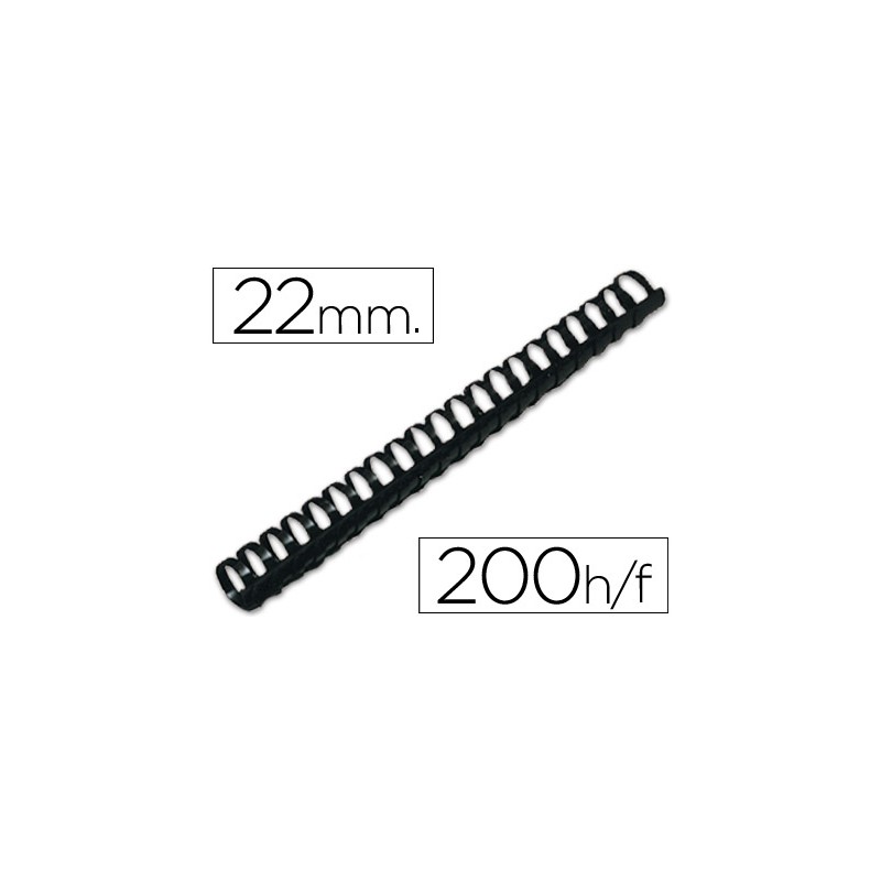 ANNEAU PLASTIQUE À RELIER Q-CONNECT CAPACITÉ 180F 22MM DIAMÈTRE COLORIS NOIR BOÎTE 50 UNITÉS