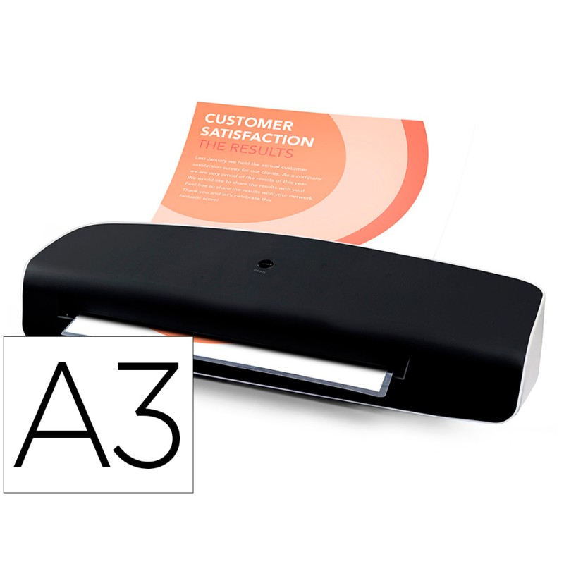PLASTIFIEUSE Q-CONNECT À CHAUD 75/125MC A3 2 ROULEAUX TEMPÉRATURE 110/135 DEGRÉS VITESSE 300MM/MIN
