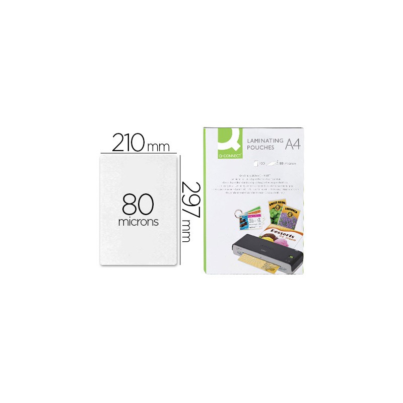 POCHETTE PLASTIFICATION Q-CONNECT À CHAUD ÉCONOMIQUE FORMAT A4 80 MICRONS MAT BOÎTE 100 UNITÉS
