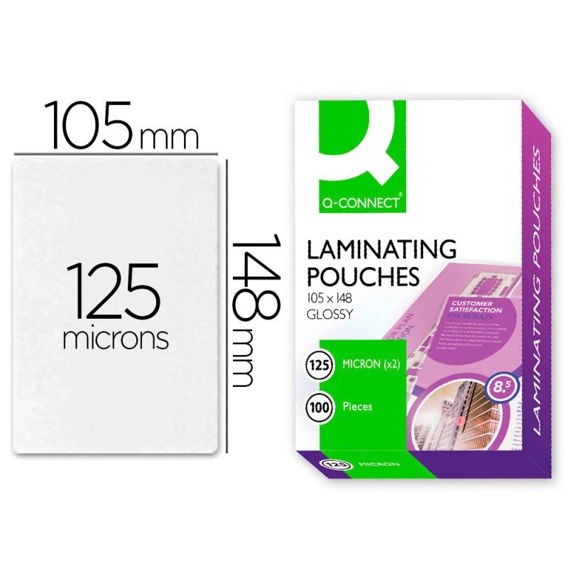 POCHETTE PLASTIFICATION Q-CONNECT À CHAUD ÉCONOMIQUE FORMAT A6 105X148MM 125 MICRONS BOÎTE DE 100 UNITÉS
