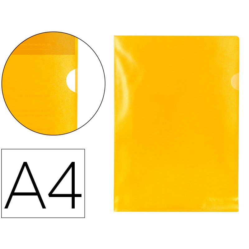 POCHETTE COIN Q-CONNECT POLYPROPYLÈNE GRAINÉ ÉCONOMIQUE 12/100E COLORIS JAUNE TRANSPARENT BOÎTE 100 UNITÉS
