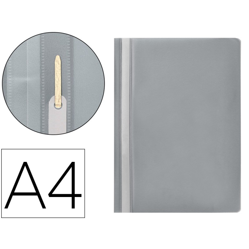 CHEMISE PRÉSENTATION Q-CONNECT À LAMELLES POLYPROPYLÈNE 18/100E DOCUMENT PERFORÉ A4 30F PORTE-ÉTIQUETTE COLORIS GRIS